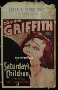 k441 SATURDAY'S CHILDREN window card movie poster '29 Corinne Griffith
