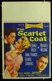 k443 SCARLET COAT window card movie poster '55 Cornel Wilde, John Sturges