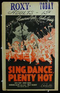 k452 SING DANCE PLENTY HOT window card movie poster '40 Ruth Terry