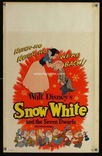 k454 SNOW WHITE & THE SEVEN DWARFS window card movie poster R58 Disney classic!