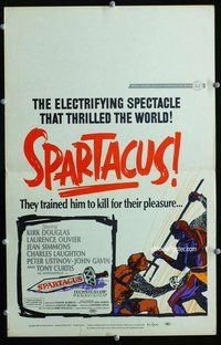 k457 SPARTACUS window card movie poster R67 Stanley Kubrick, Kirk Douglas