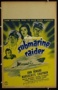 k462 SUBMARINE RAIDER window card movie poster '42 Yanks saving Pearl Harbor!