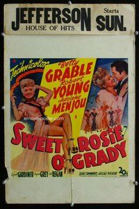 k466 SWEET ROSIE O'GRADY window card movie poster '43 Betty Grable, Young