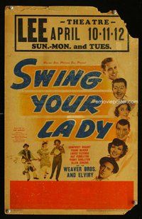 k467 SWING YOUR LADY window card movie poster '38 Humphrey Bogart, McHugh