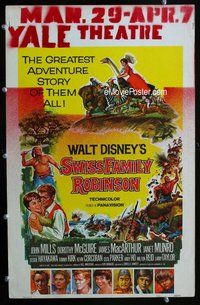 k468 SWISS FAMILY ROBINSON window card movie poster '60 Disney classic!