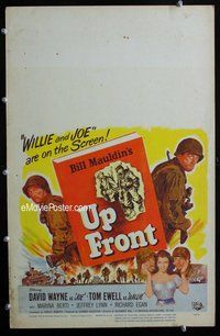 k487 UP FRONT window card movie poster '51 Bill Mauldin, David Wayne, WWII