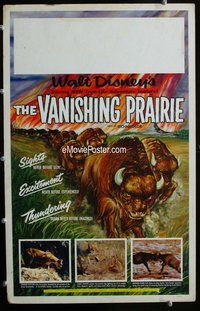 k488 VANISHING PRAIRIE window card movie poster '54 True-Life Adventure!