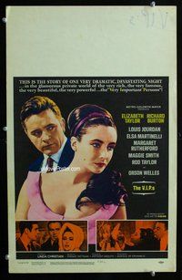 k491 VIPs window card movie poster '63 Elizabeth Taylor, Richard Burton