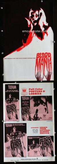 m083 LOT OF 115 BLOOD MANIA PRESSBOOKS '70 horror! 