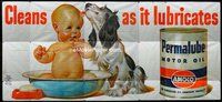 n006 AMOCO PERMALUBE MOTOR OIL billboard poster '50s baby & dog!