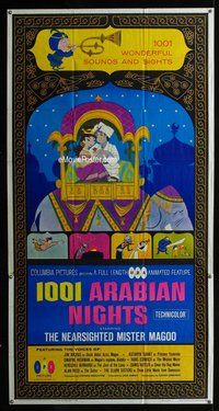 n277 1001 ARABIAN NIGHTS three-sheet movie poster '59 Mr. Magoo, Backus