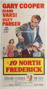 n276 10 NORTH FREDERICK three-sheet movie poster '58 Gary Cooper, Varsi
