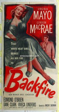 n297 BACKFIRE three-sheet movie poster '50 Virginia Mayo, Gordon MacRae