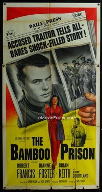 n026 BAMBOO PRISON three-sheet movie poster '54 Brian Keith, World War II