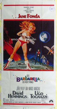 n301 BARBARELLA three-sheet movie poster '68 sexy Jane Fonda, Roger Vadim