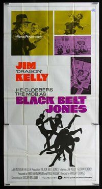 n312 BLACK BELT JONES int'l three-sheet movie poster '74 Jim Kelly, martial arts!