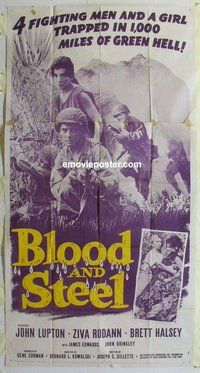 n313 BLOOD & STEEL three-sheet movie poster '59 John Lupton, World War II