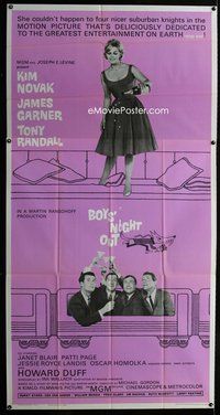 n028 BOYS' NIGHT OUT three-sheet movie poster '62 Garner, sexy Kim Novak!