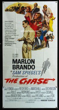 n326 CHASE three-sheet movie poster '66 Marlon Brando, Jane Fonda, Redford