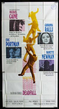 n340 DEADFALL three-sheet movie poster '68 Michael Caine, Giovanna Ralli