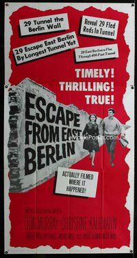 n035 ESCAPE FROM EAST BERLIN three-sheet movie poster '62 Robert Siodmak