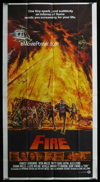 n358 FIRE int'l three-sheet movie poster '77 cool flaming distaster artwork!