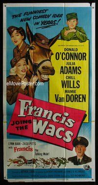 n366 FRANCIS JOINS THE WACS three-sheet movie poster '54 Donald O'Connor
