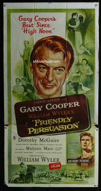 n368 FRIENDLY PERSUASION three-sheet movie poster '56 Gary Cooper, Wyler
