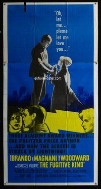 n369 FUGITIVE KIND three-sheet movie poster '60 cool different image!