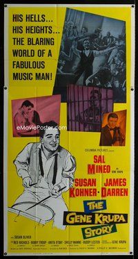 n038 GENE KRUPA STORY three-sheet movie poster '60 Sal Mineo, jazz bio!