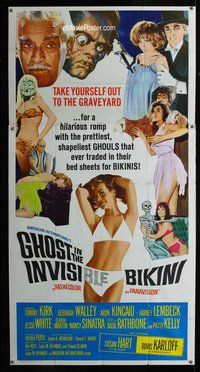 n371 GHOST IN THE INVISIBLE BIKINI three-sheet movie poster '66 Karloff