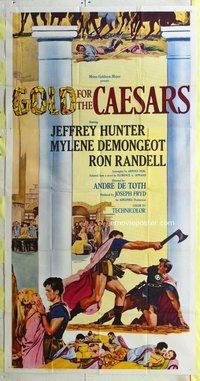 n378 GOLD FOR THE CAESARS three-sheet movie poster '64 Jeffrey Hunter