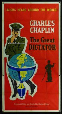 n380 GREAT DICTATOR three-sheet movie poster R58 Charlie Chaplin