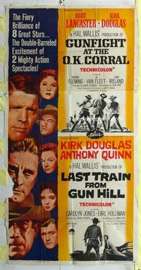 n382 GUNFIGHT AT THE OK CORRAL/LAST TRAIN FROM GUN HILL three-sheet movie poster '63