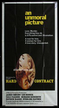 n385 HARD CONTRACT int'l three-sheet movie poster '69 James Coburn, Lee Remick