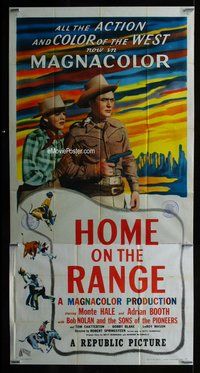 n390 HOME ON THE RANGE three-sheet movie poster '46 Monte Hale, Adrian Booth