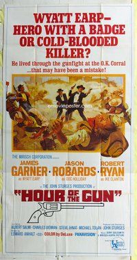 n393 HOUR OF THE GUN three-sheet movie poster '67 James Garner, John Sturges