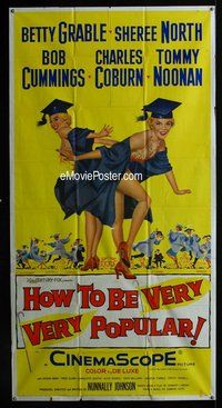 n394 HOW TO BE VERY, VERY POPULAR three-sheet movie poster '55 Betty Grable