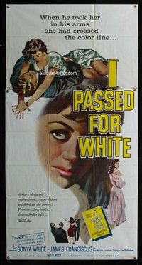 n397 I PASSED FOR WHITE three-sheet movie poster '60 cool different image!