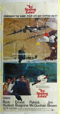 n400 ICE STATION ZEBRA three-sheet movie poster '69 Rock Hudson, Cinerama!