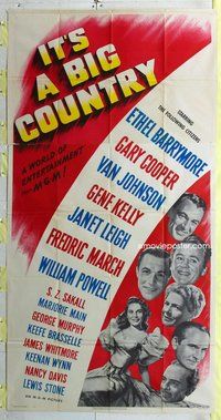 n405 IT'S A BIG COUNTRY three-sheet movie poster '51 Gary Cooper, all-stars!