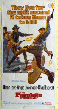 n410 LAST CHALLENGE int'l three-sheet movie poster '67 Pistolero of Red River!