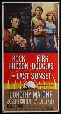 n411 LAST SUNSET three-sheet movie poster '61 Rock Hudson, Kirk Douglas