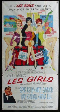 n416 LES GIRLS three-sheet movie poster '57 Cukor, Gene Kelly, Mitzi Gaynor