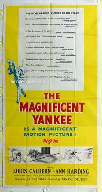 n424 MAGNIFICENT YANKEE three-sheet movie poster '51 Louis Calhern, Sturges