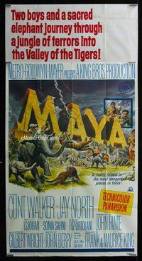 n431 MAYA three-sheet movie poster '66 Clint Walker, a thousand adventures!