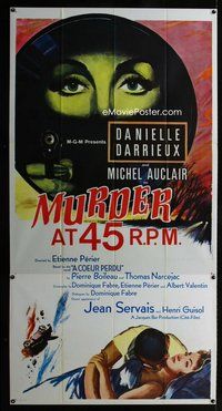 n045 MURDER AT 45 RPM three-sheet movie poster '59 Danielle Darrieux, French!
