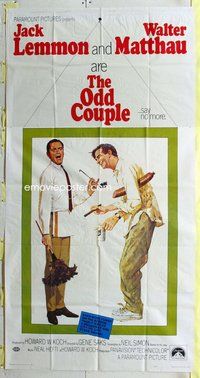 n445 ODD COUPLE three-sheet movie poster '68 Walter Matthau, Jack Lemmon