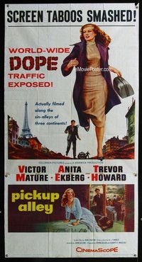 n456 PICKUP ALLEY three-sheet movie poster '57 Anita Ekberg, DOPE picture!