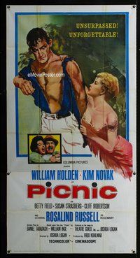 n458 PICNIC three-sheet movie poster R61 William Holden, Kim Novak